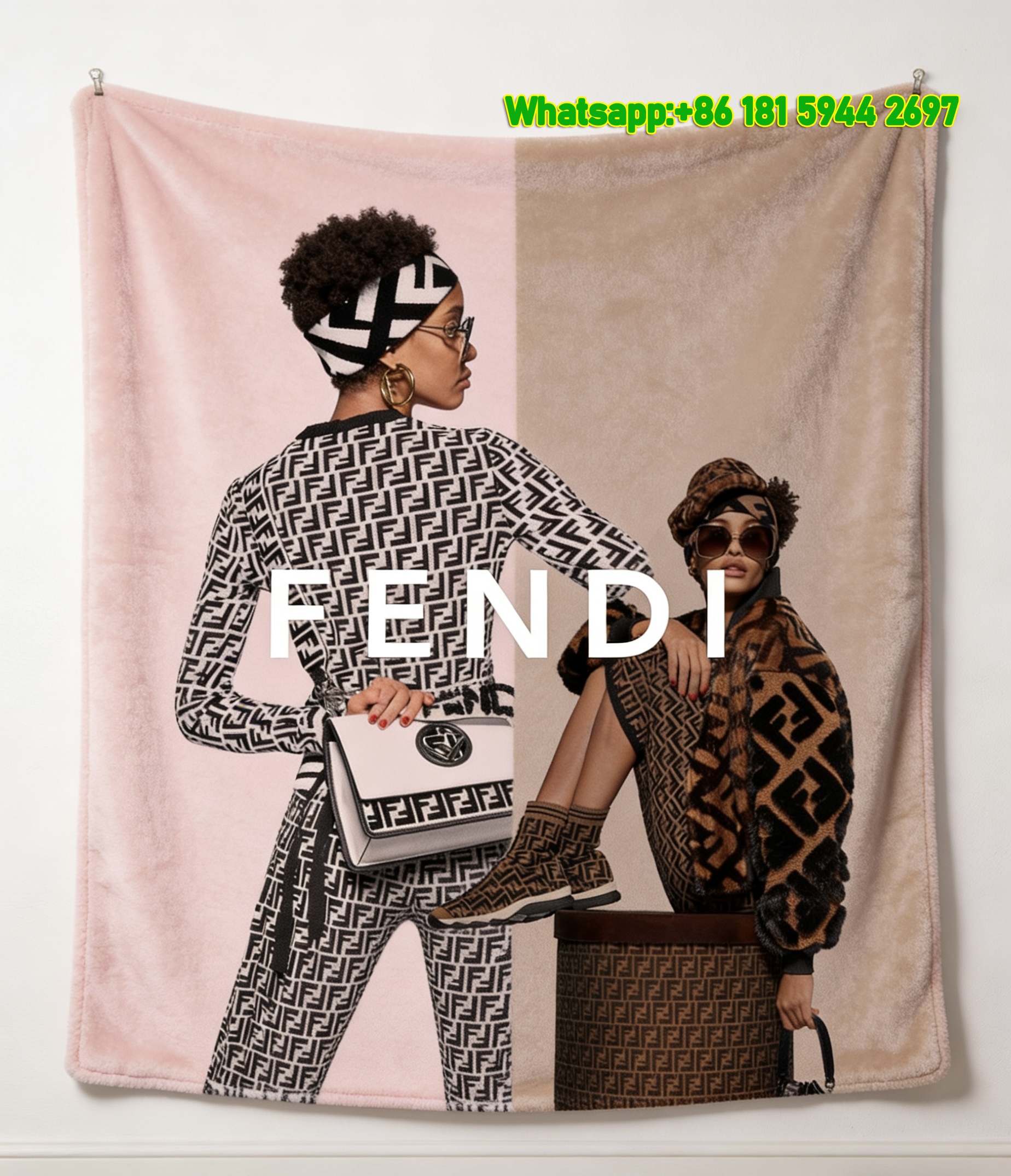 Fendi Classic Flannel Sofa Cover Blanket Soft Home Decor Throw IMG_9542